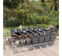 vidaXL Set de comedor jardín 19 pzas con cojines ratán sintético gris