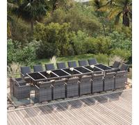 vidaXL Set de comedor jardín 19 pzas con cojines ratán sintético gris