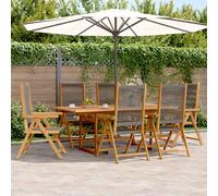 vidaXL Set de comedor jardín 7 pzas polipropileno madera maciza gris