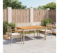 vidaXL Set de comedor jardín con cojines 4 pzas ratán sintético beige