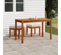 vidaXL Set de comedor para jardín 3 piezas con cojines madera acacia en color de cojín Gris/Crema | acolchados duraderos para sofás de jardín terraza exterior