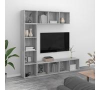 vidaXL Set de estantería/mueble TV 3 pzas gris Sonoma 180x30x180 cm