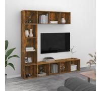 Vidaxl Mueble de TV y Librería 3 Piezas 180x30x180 Cm Blanco Smoked oak
