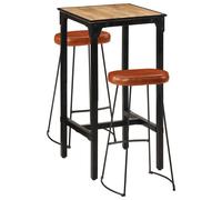 vidaXL Set de mesa alta y taburetes 3 pzas madera maciza mango y metal