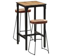 vidaXL Set de mesa alta y taburetes 3 pzas madera maciza mango y metal
