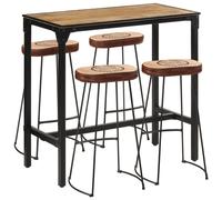 vidaXL Set de mesa alta y taburetes 5 pzas madera maciza mango y metal