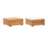 vidaXL Set de mesa y reposapiés de jardín cojín madera maciza acacia
