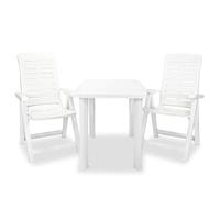 vidaXL Set de mesa y sillas bistró de jardín 3 piezas plástico blanco