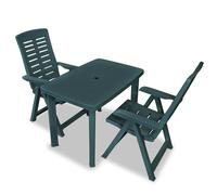 vidaXL Set de mesa y sillas bistró de jardín 3 piezas plástico verde