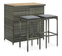 vidaXL Set de mesa y sillas de bar jardín 3 pzas ratán sintético gris