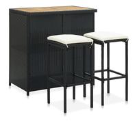 vidaXL Set de mesa y sillas de bar jardín 3 pzas ratán sintético negro