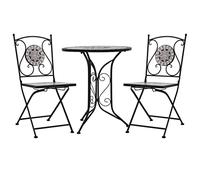 vidaXL Set Mesa y sillas bistró Mosaico 3 pzas baldosa cerámica Gris