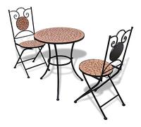 vidaXL Set de mesa y sillas de jardín 3 piezas con mosaico terracota