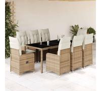 vidaXL Set de mesa y sillas de jardín 5 pzas y cojines ratán PE beige