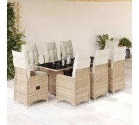 vidaXL Set de mesa y sillas de jardín 5 pzas y cojines ratán PE beige