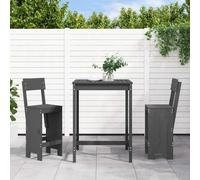 vidaXL Set de mesa y taburetes altos jardín 3 piezas madera pino gris