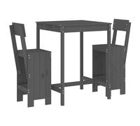 vidaXL Set de mesa y taburetes altos jardín 3 piezas madera pino gris