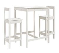 vidaXL Set de mesa y taburetes altos jardín 3 pzas madera pino blanco