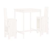 vidaXL Set de mesa y taburetes altos jardín 3 pzas madera pino blanco