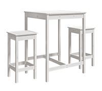vidaXL Set de mesa y taburetes altos jardín 3 pzas madera pino blanco