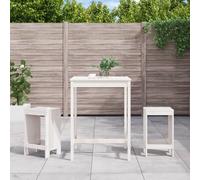 vidaXL Set de mesa y taburetes altos jardín 3 pzas madera pino blanco