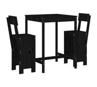 vidaXL Set de mesa y taburetes altos jardín 3 pzas madera pino negro