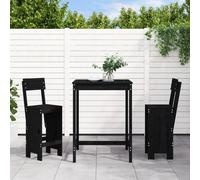 vidaXL Set de mesa y taburetes altos jardín 3 pzas madera pino negro