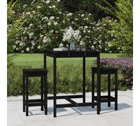 vidaXL Set de mesa y taburetes altos jardín 3 pzas madera pino negro