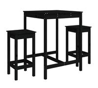 vidaXL Set de mesa y taburetes altos jardín 3 pzas madera pino negro