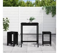 vidaXL Set de mesa y taburetes altos jardín 3 pzas madera pino negro