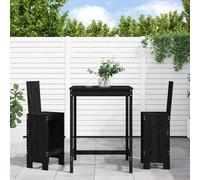 vidaXL Set de mesa y taburetes altos jardín 3 pzas madera pino negro