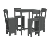 vidaXL Set de mesa y taburetes altos jardín 5 piezas madera pino gris
