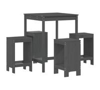 vidaXL Set de mesa y taburetes altos jardín 5 piezas madera pino gris