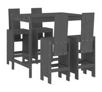 vidaXL Set de mesa y taburetes altos jardín 5 piezas madera pino gris