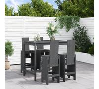 vidaXL Set de mesa y taburetes altos jardín 5 piezas madera pino gris