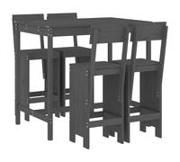 vidaXL Set de mesa y taburetes altos jardín 5 piezas madera pino gris