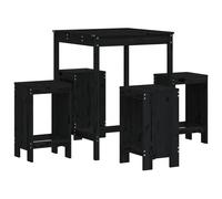 vidaXL Set de mesa y taburetes altos jardín 5 piezas madera pino negro