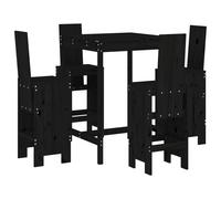 vidaXL Set de mesa y taburetes altos jardín 5 piezas madera pino negro
