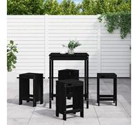 vidaXL Set de mesa y taburetes altos jardín 5 piezas madera pino negro
