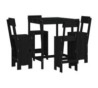vidaXL Set de mesa y taburetes altos jardín 5 piezas madera pino negro