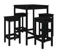 vidaXL Set de mesa y taburetes altos jardín 5 piezas madera pino negro