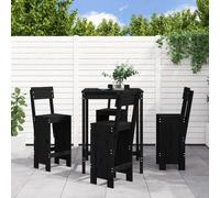 vidaXL Set de mesa y taburetes altos jardín 5 piezas madera pino negro
