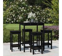 vidaXL Set de mesa y taburetes altos jardín 5 piezas madera pino negro