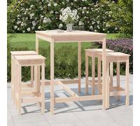 vidaXL Set de mesa y taburetes altos jardín 5 pzas madera maciza pino