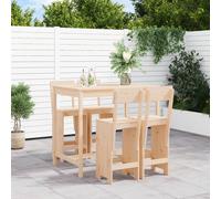 vidaXL Set de mesa y taburetes altos jardín 5 pzas madera maciza pino