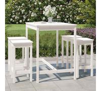 vidaXL Set de mesa y taburetes altos jardín 5 pzas madera pino blanco