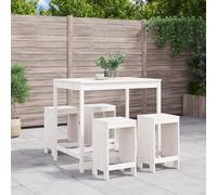 vidaXL Set de mesa y taburetes altos jardín 5 pzas madera pino blanco