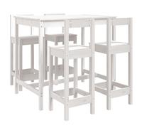 vidaXL Set de mesa y taburetes altos jardín 5 pzas madera pino blanco