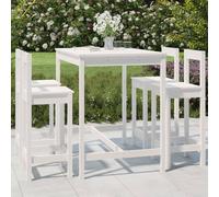 vidaXL Set de mesa y taburetes altos jardín 5 pzas madera pino blanco