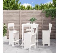 vidaXL Set de mesa y taburetes altos jardín 5 pzas madera pino blanco